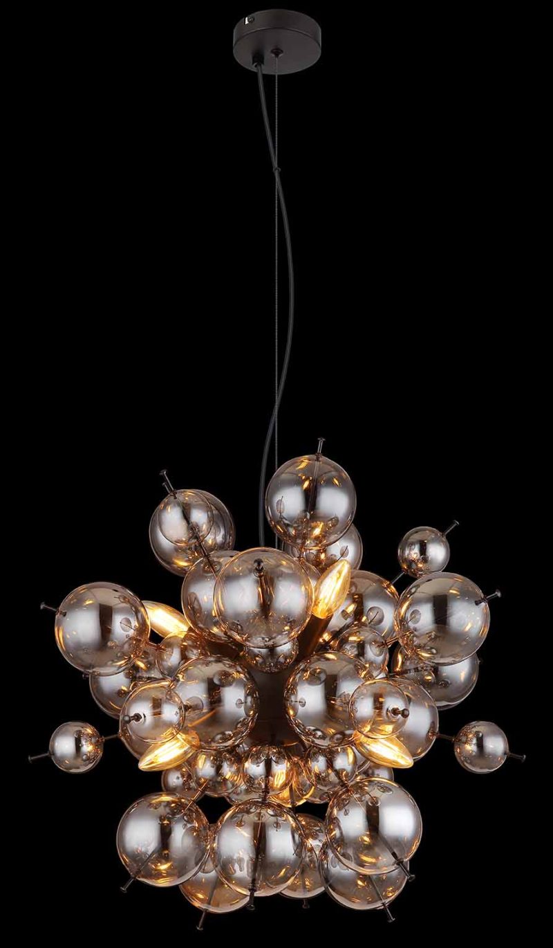 Lámpara colgante Art Déco negra de metal Globo Udo - Imagen 3