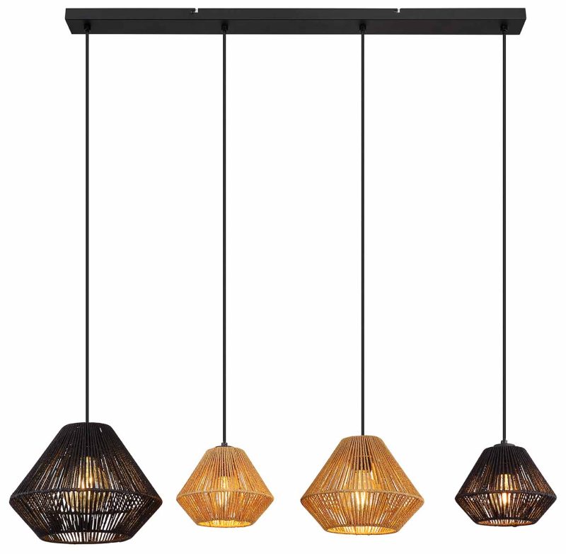 Lámpara colgante bohemia negra de metal y cuerda Globo Houdini - Imagen 2
