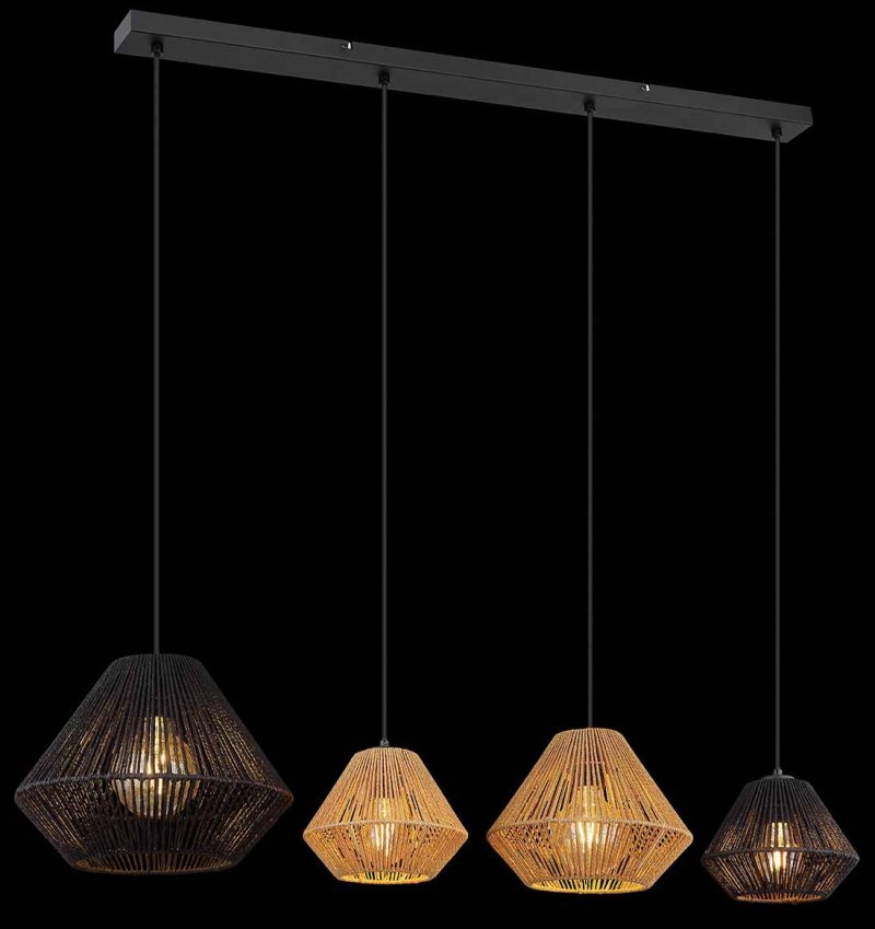 Lámpara colgante bohemia negra de metal y cuerda Globo Houdini - Imagen 4