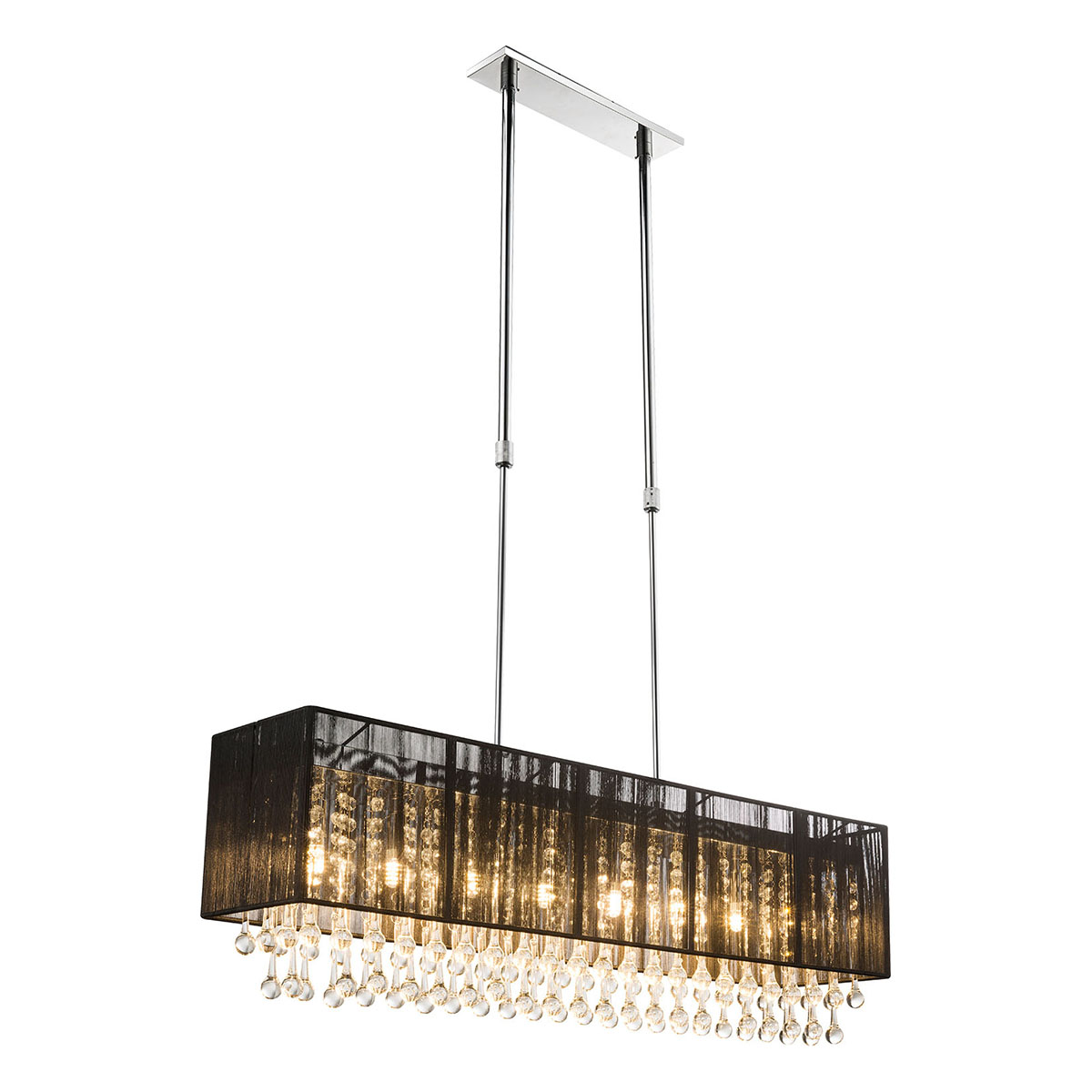 Lámpara colgante clásica rectangular de metal cromado Globo Bagana