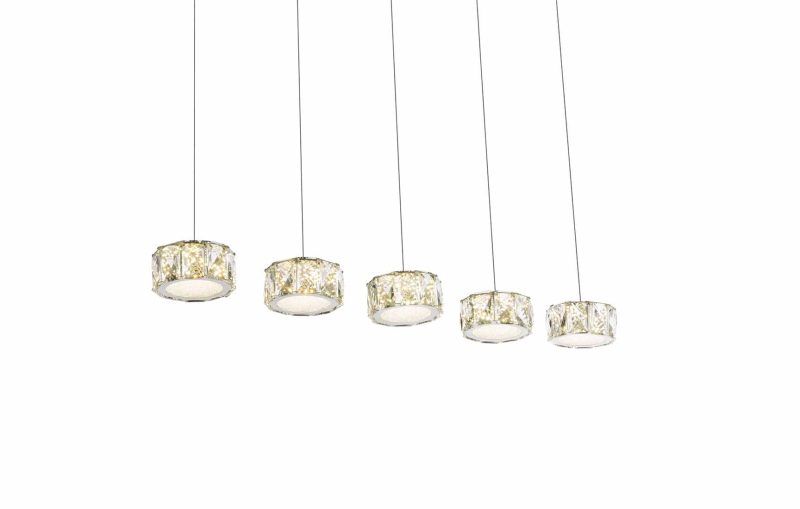 Lámpara colgante cromada/acrilico cristal con 5 pantallas Globo Amur - Imagen 3