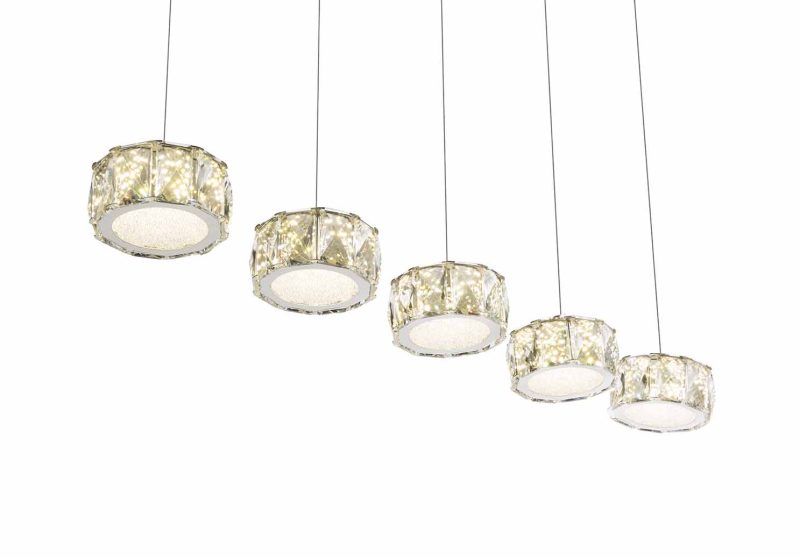 Lámpara colgante cromada/acrilico cristal con 5 pantallas Globo Amur - Imagen 4