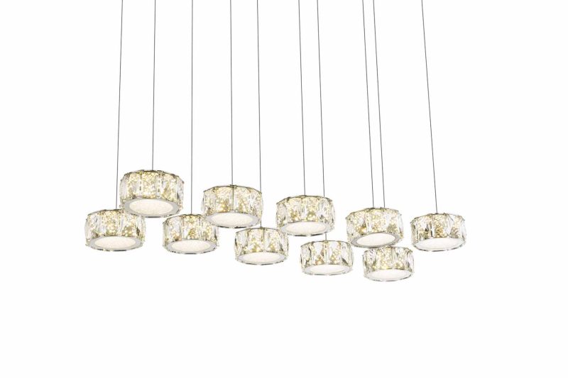 Lámpara colgante cromada/cristal acrílico con 10 pantallas Globo Amur - Imagen 2
