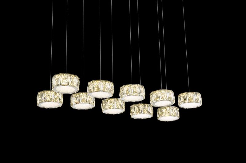 Lámpara colgante cromada/cristal acrílico con 10 pantallas Globo Amur - Imagen 3