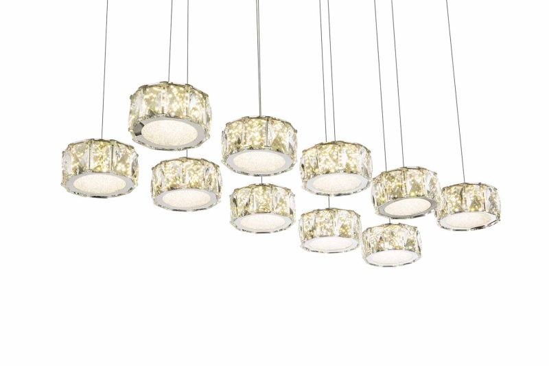 Lámpara colgante cromada/cristal acrílico con 10 pantallas Globo Amur - Imagen 4