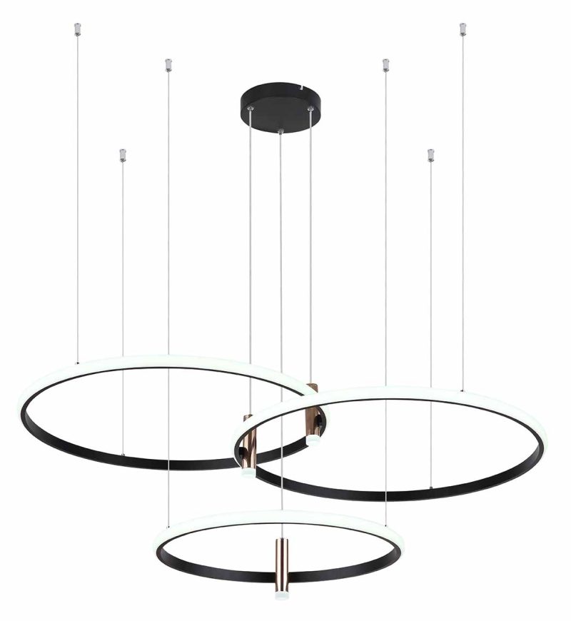 Lámpara colgante de 2 anillos negra con cordones dorados Globo Coco - Imagen 4