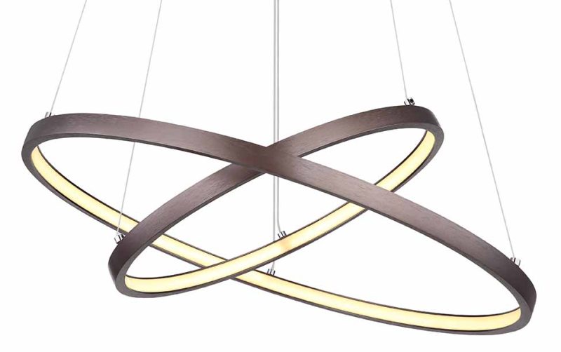 Lámpara colgante de metal marrón trenzado de anillo Globo Ralph - Imagen 2