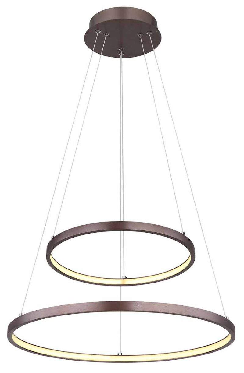 Lámpara colgante de metal marrón trenzado de anillo Globo Ralph - Imagen 3