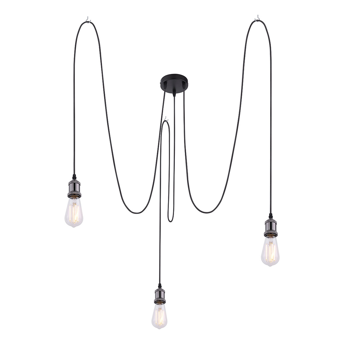 Lámpara colgante flexible 3 luces negro L Globo Oliver