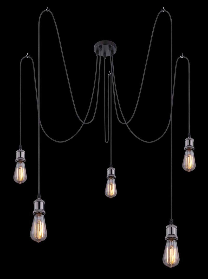 Lámpara colgante flexible 5 luces negro L Globo Oliver - Imagen 3