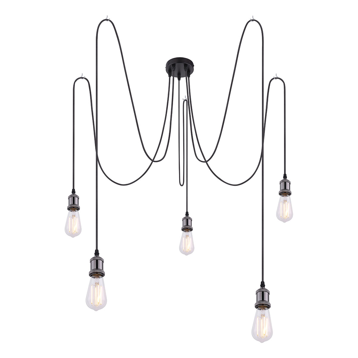 Lámpara colgante flexible 5 luces negro L Globo Oliver