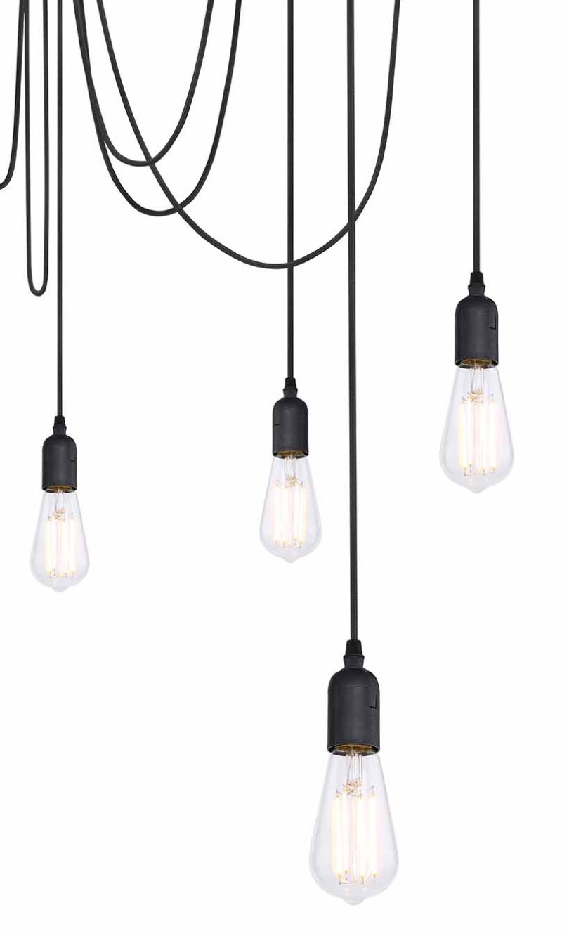 Lámpara colgante flexible 8 luces negro Globo Oliver - Imagen 2