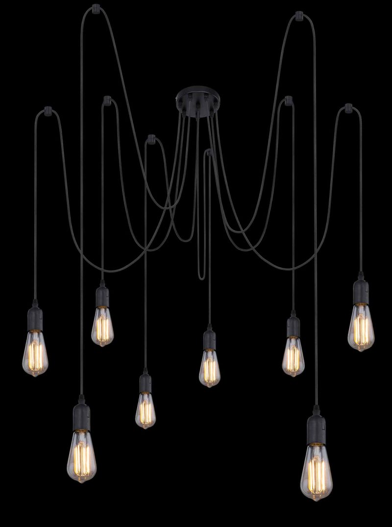 Lámpara colgante flexible 8 luces negro Globo Oliver - Imagen 3