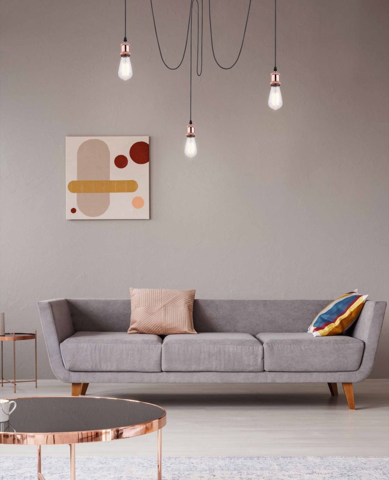 Lámpara colgante flexible cobre 3 luces L Globo Oliver - Imagen 4