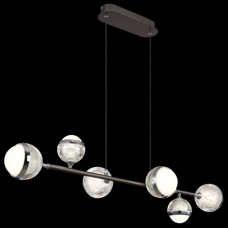 Lámpara colgante metálica 6 bolas de acrílico antracita/cromo Globo Untsy - Imagen 4