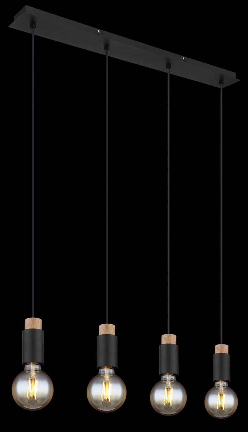 Lámpara colgante minimalista negra de 4 luces Globo Matti - Imagen 4