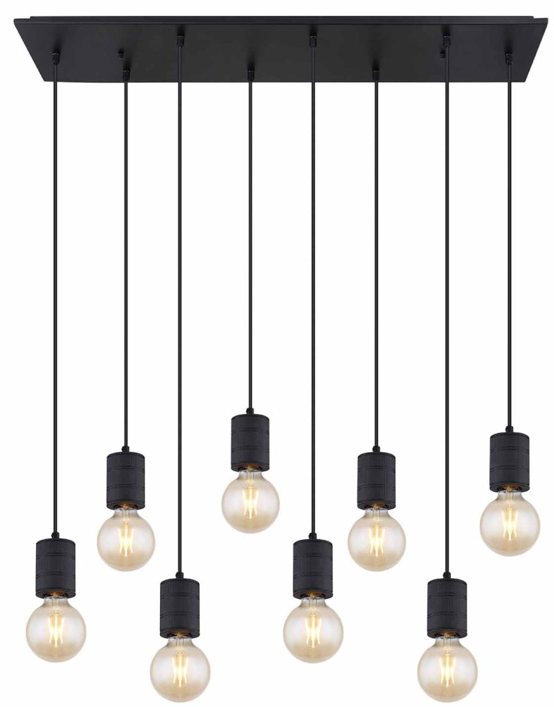 Lámpara colgante minimalista negra de 8 luces Globo Hermine - Imagen 2