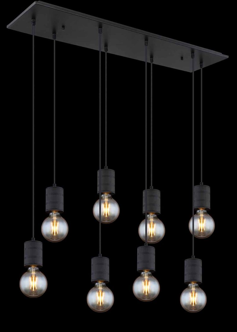 Lámpara colgante minimalista negra de 8 luces Globo Hermine - Imagen 4