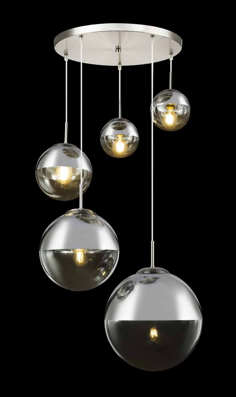 Lámpara colgante moderna de metal niquelado Globo Varus - Imagen 4