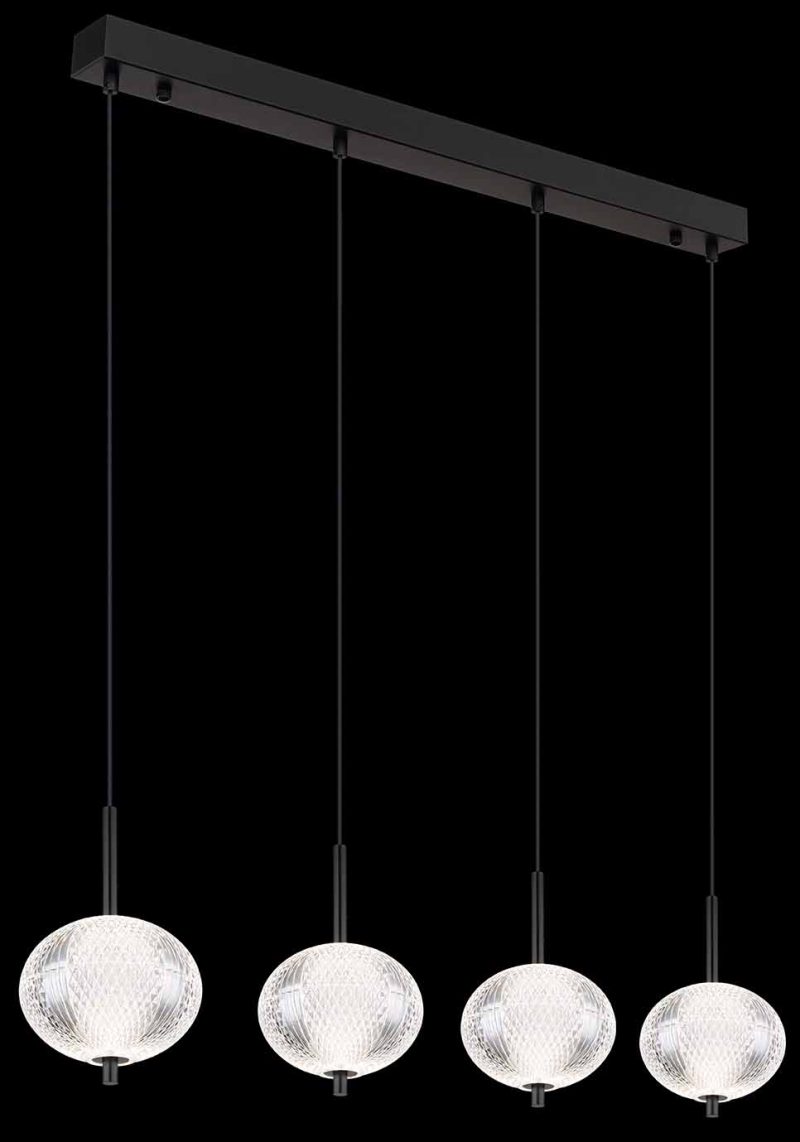 Lámpara colgante moderna de metal y vidrio negro Globo Aida - Imagen 4