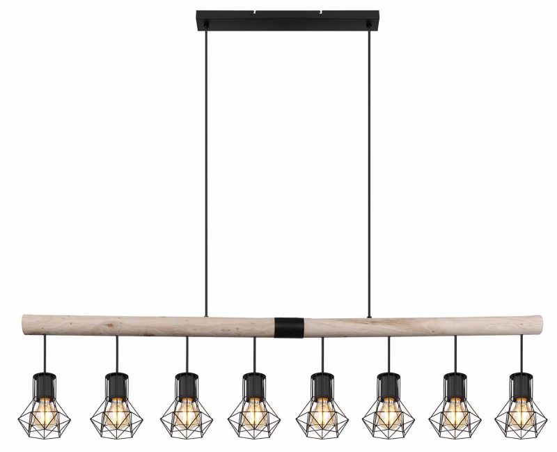 Lámpara colgante negra de 8 luces con capucha de diamante Globo Priska - Imagen 2