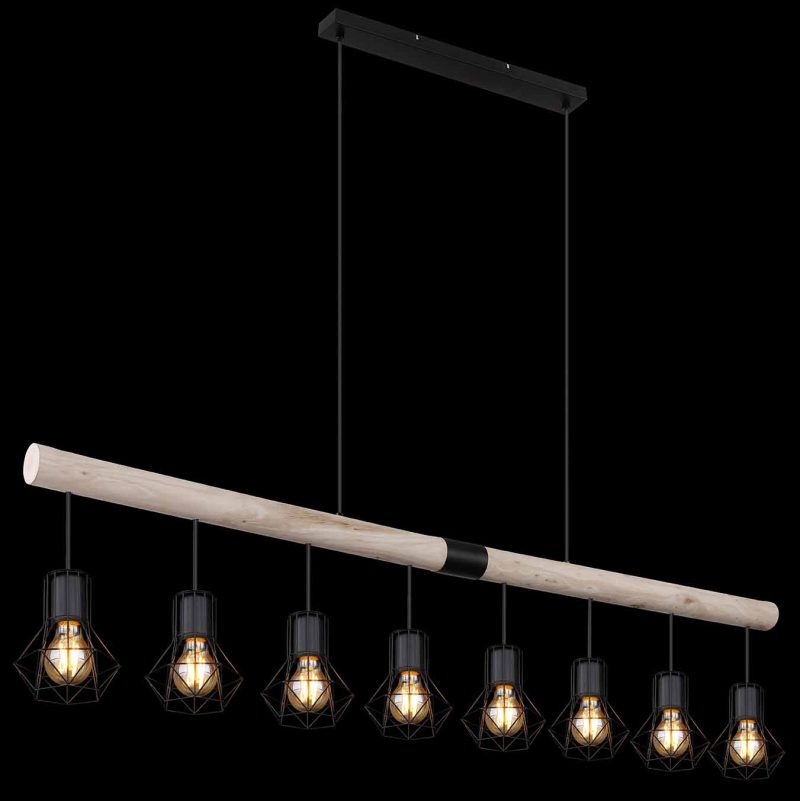Lámpara colgante negra de 8 luces con capucha de diamante Globo Priska - Imagen 4