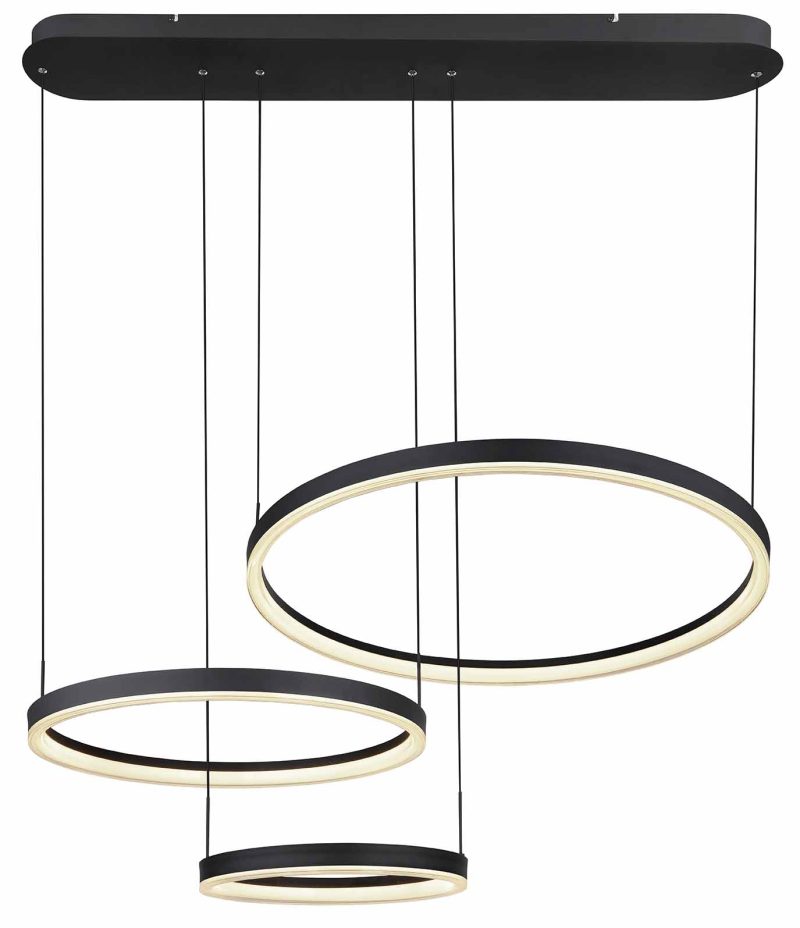 Lámpara colgante negro 3 anillos L Globo Augusto - Imagen 2
