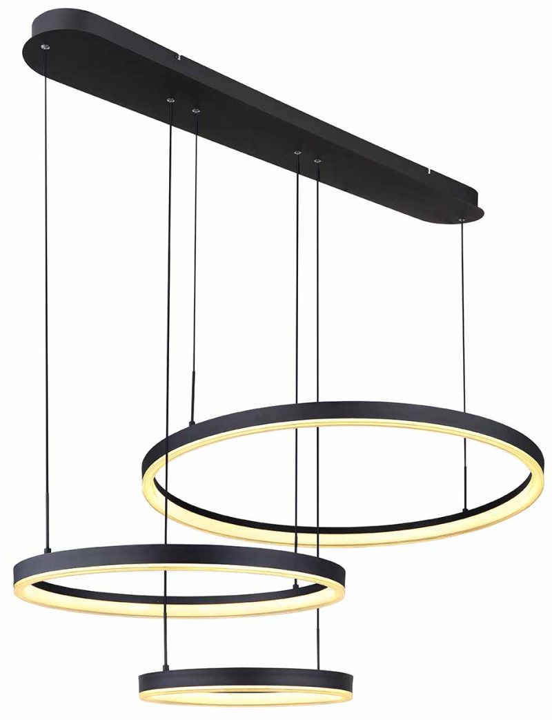 Lámpara colgante negro 3 anillos L Globo Augusto - Imagen 4