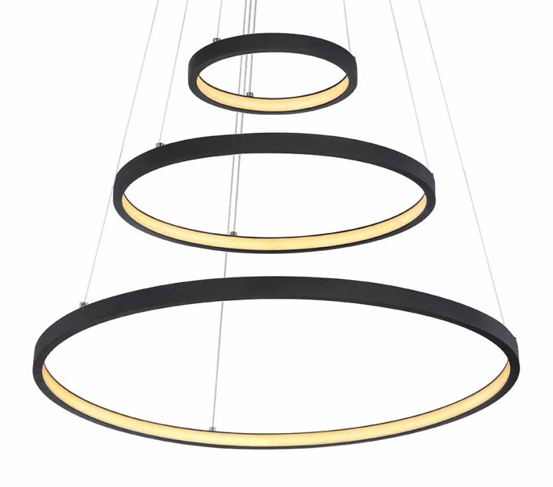 Lámpara colgante negro 3 anillos vertical Globo Ralph - Imagen 2