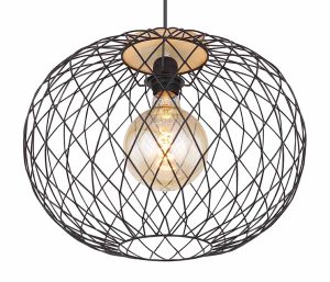 lampara-colgante-negromarron-con-capucha-de-rejilla-de-metalmadera-globo-lacky-54039h-1