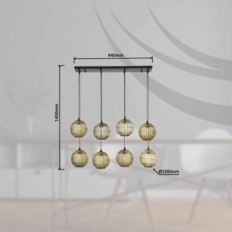 Lámpara colgante oriental de metal bronce Globo Hermi II - Imagen 2