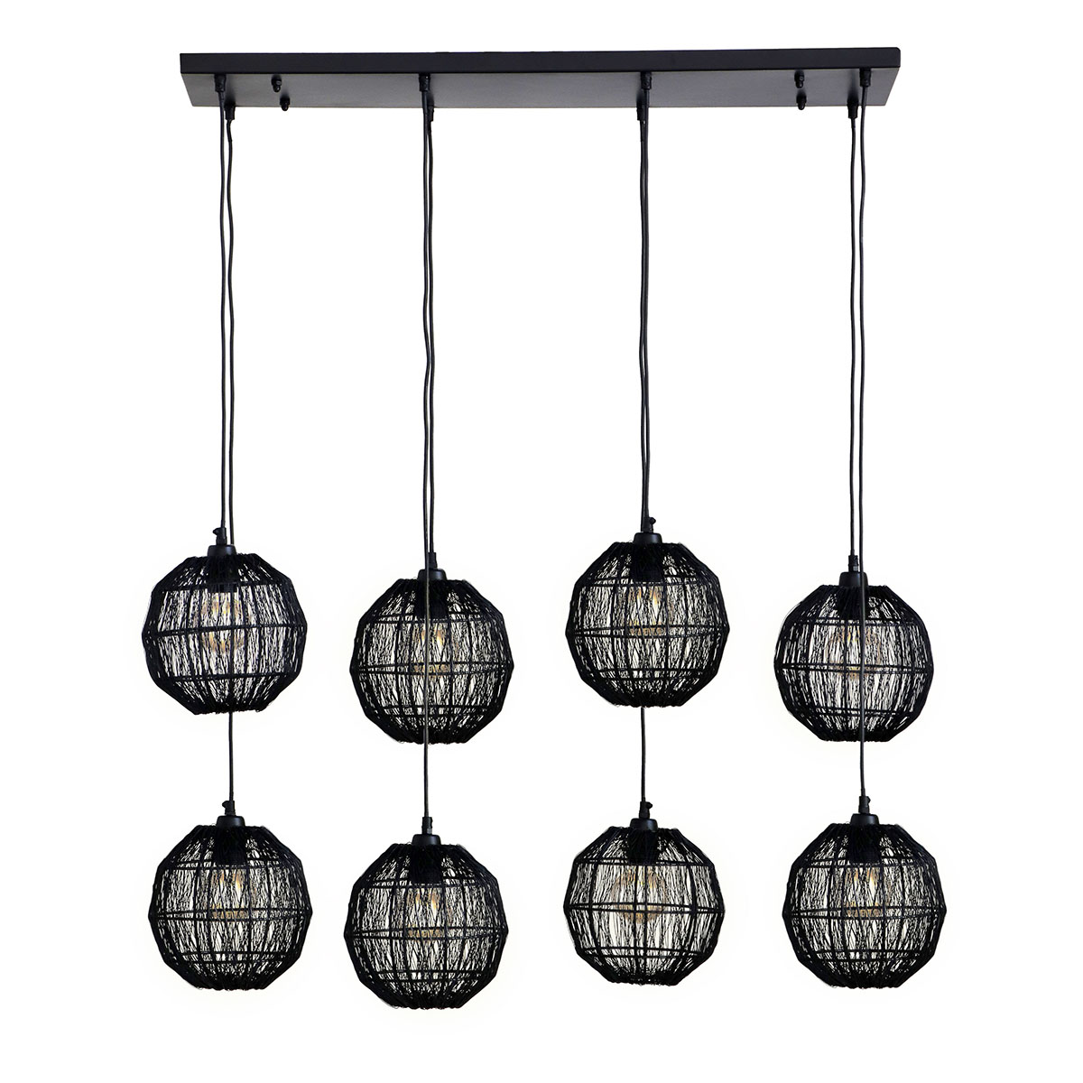 Lámpara colgante oriental de metal negro Globo Hermi II