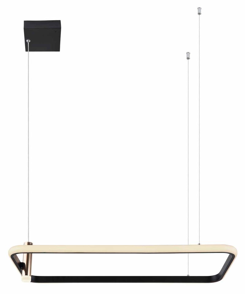 Lámpara colgante rectangular negra con cordones dorados Globo Coco - Imagen 2