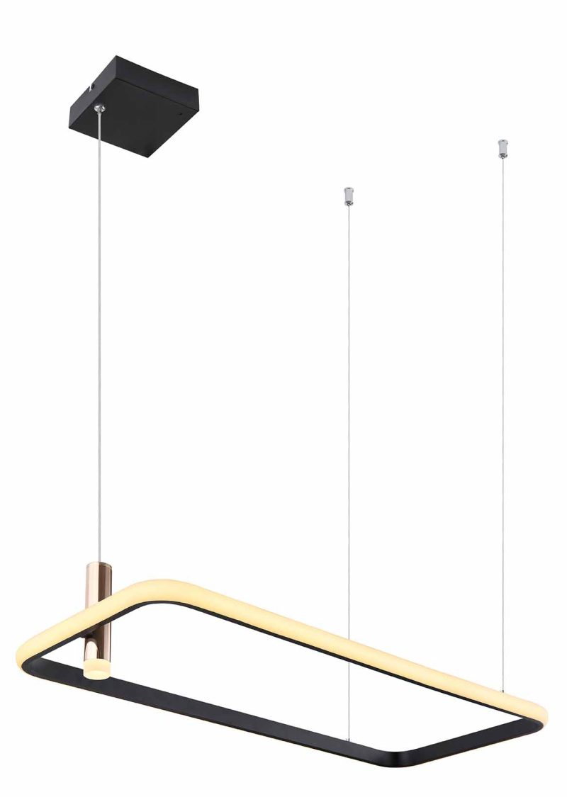 Lámpara colgante rectangular negra con cordones dorados Globo Coco - Imagen 4
