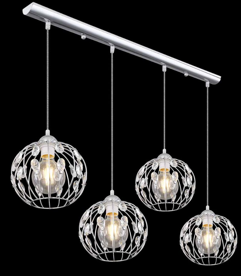 Lámpara colgante retro de esferas de metal cromado Globo Hanako - Imagen 4