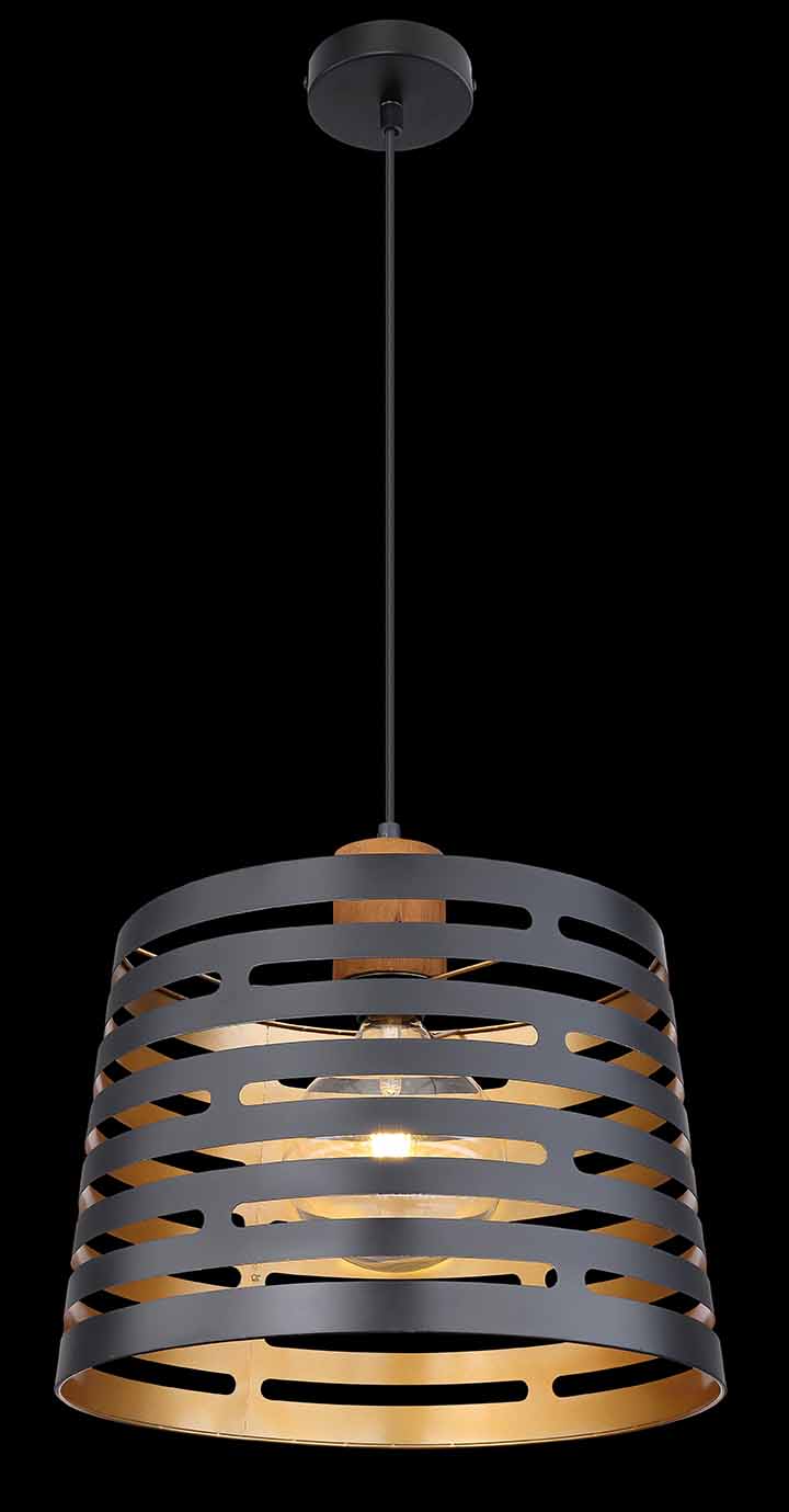 Lámpara colgante retro de metal negro Globo Ablona - Imagen 3