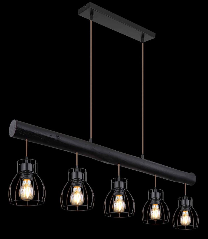 Lámpara colgante retro de metal negro Globo Mina - Imagen 4