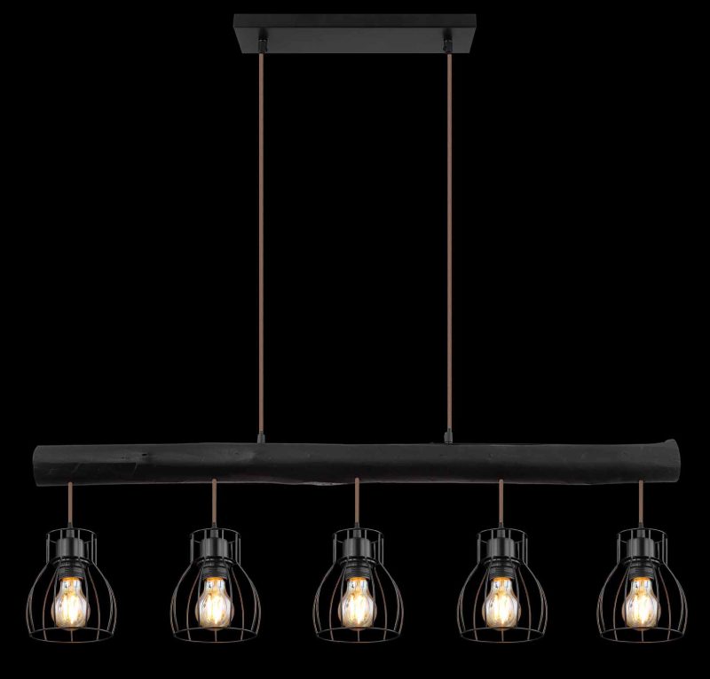 Lámpara colgante retro de metal negro Globo Mina - Imagen 5