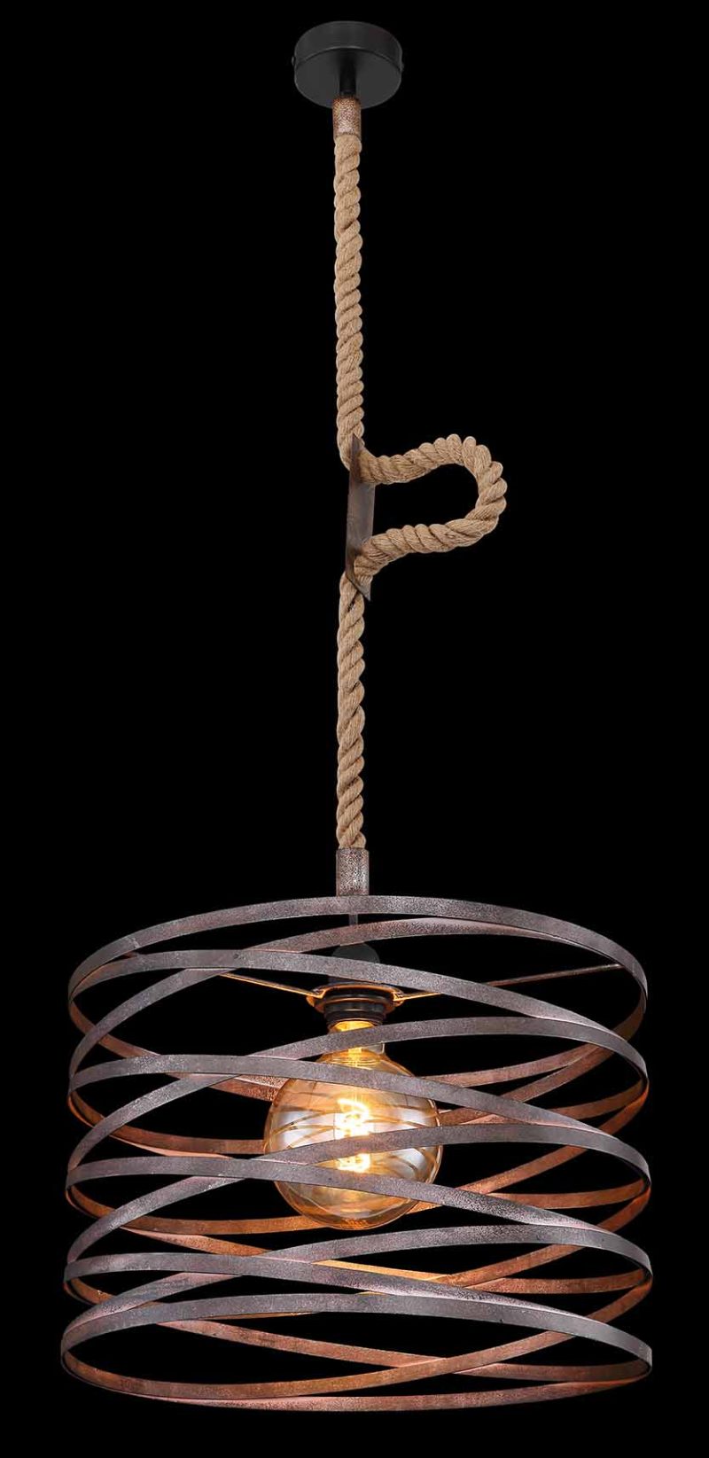 Lámpara colgante retro negra de metal espiral Globo Marco - Imagen 3