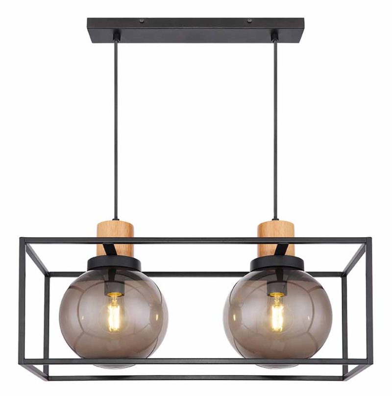 Lámpara colgante retro negra metálica Globo Hilko - Imagen 2