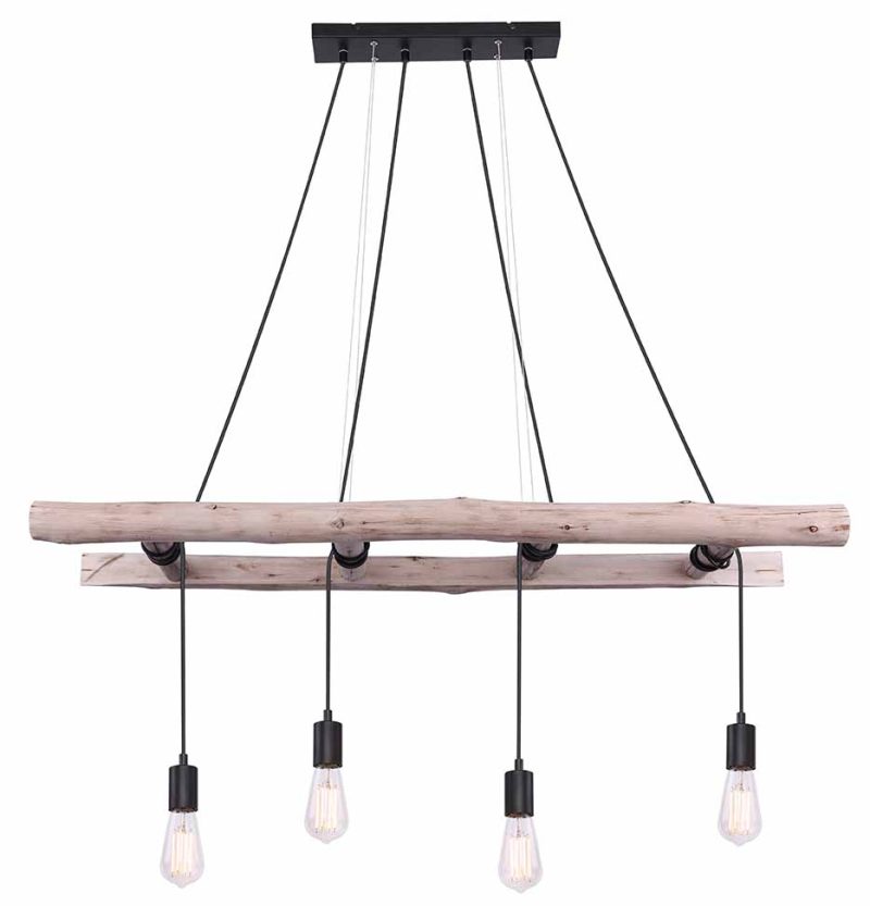 Lámpara colgante rural de madera natural Globo Irmgard - Imagen 2