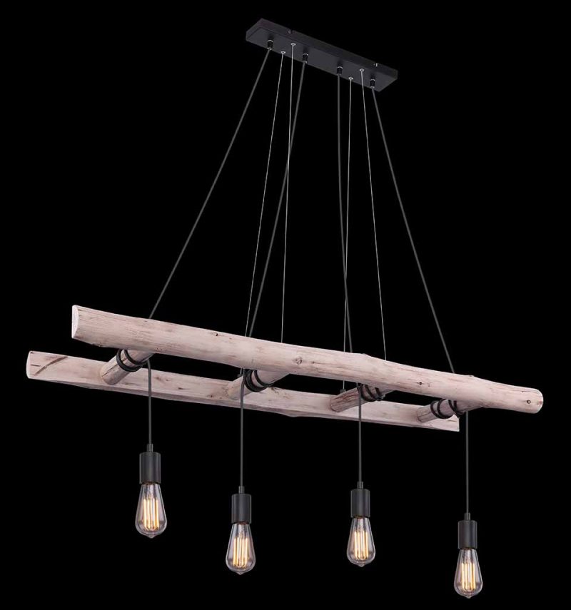 Lámpara colgante rural de madera natural Globo Irmgard - Imagen 4
