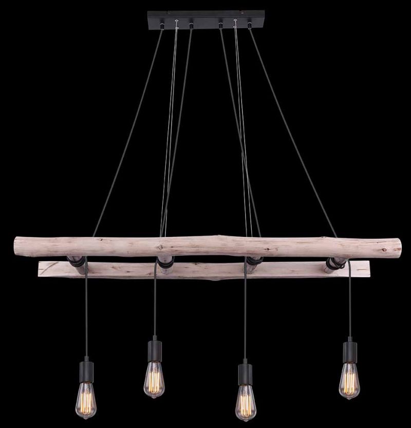 Lámpara colgante rural de madera natural Globo Irmgard - Imagen 5