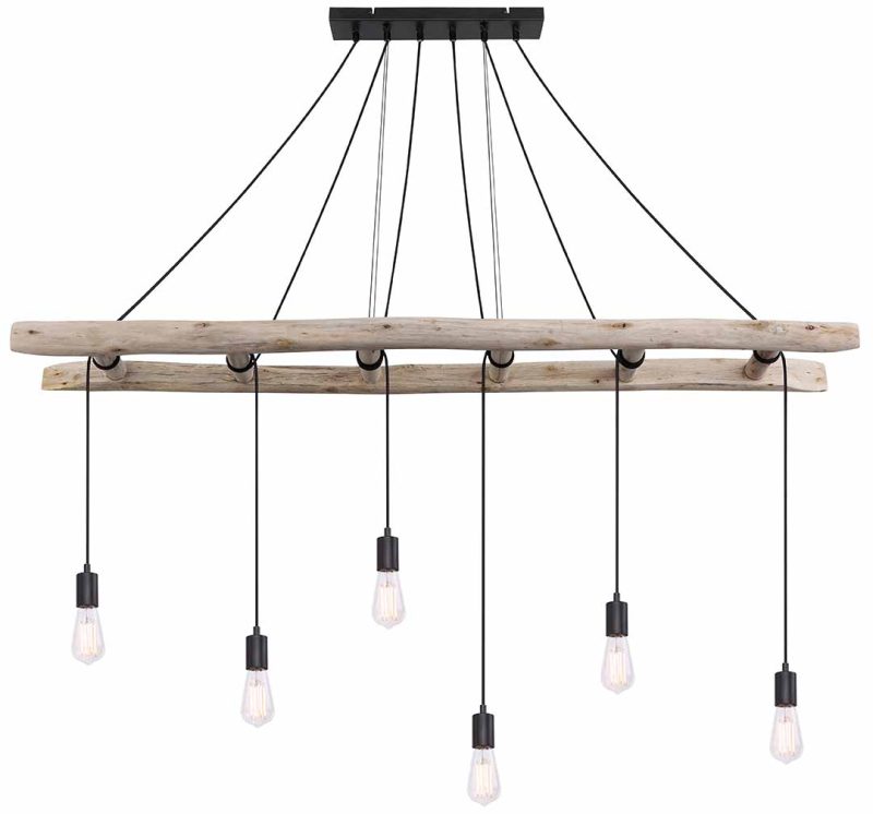 Lámpara colgante rural de madera natural Globo Irmgard - Imagen 2