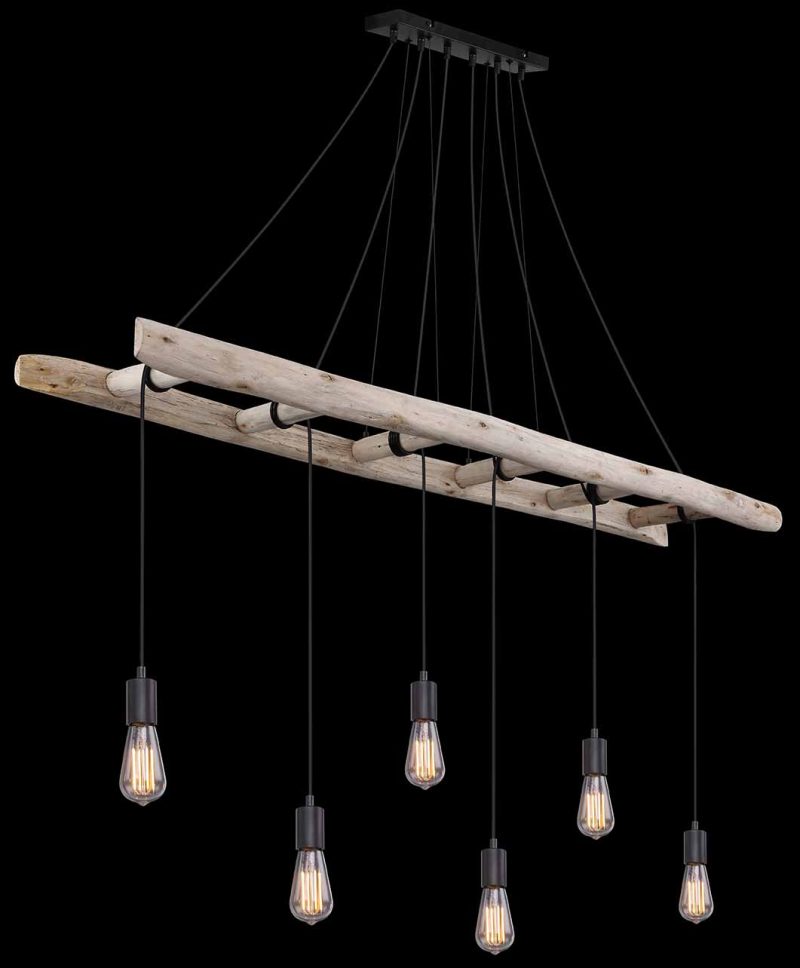 Lámpara colgante rural de madera natural Globo Irmgard - Imagen 4