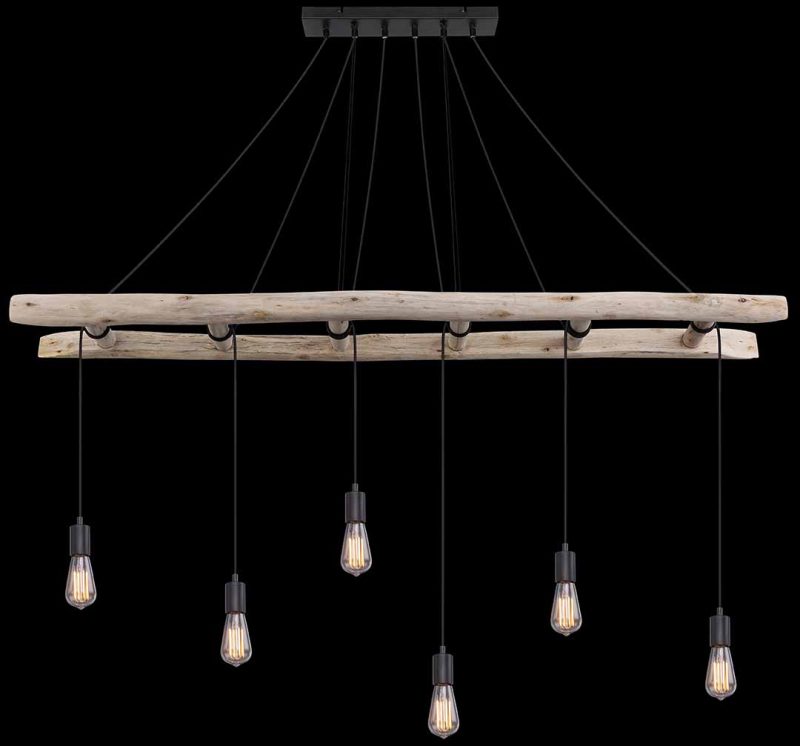 Lámpara colgante rural de madera natural Globo Irmgard - Imagen 5