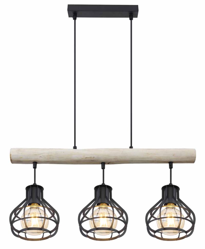 Lámpara colgante rural de metal negro Globo Clastra - Imagen 2