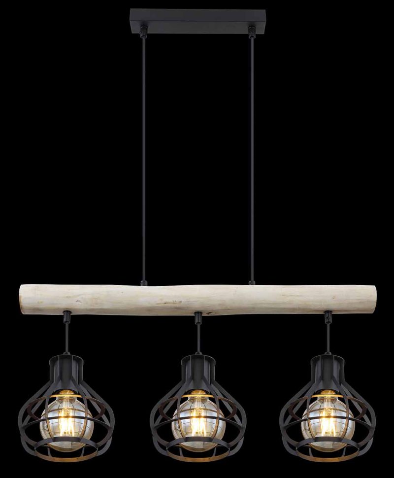 Lámpara colgante rural de metal negro Globo Clastra - Imagen 5