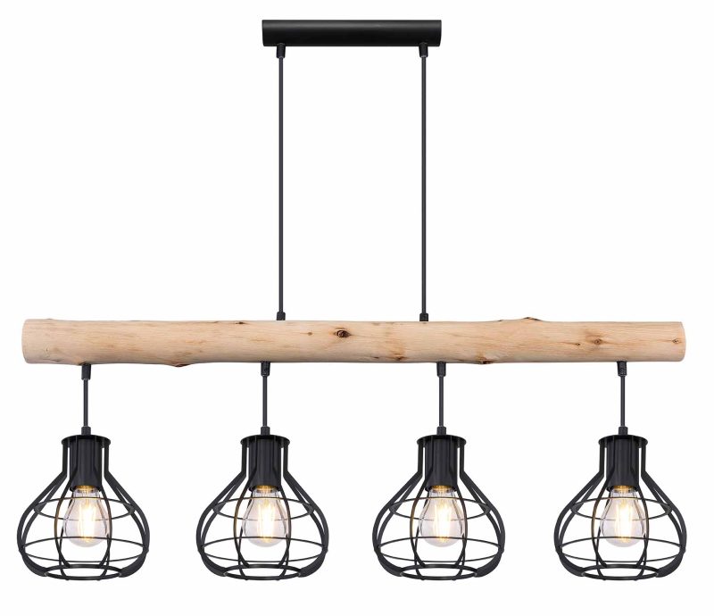 Lámpara colgante rural de metal negro Globo Clastra - Imagen 2