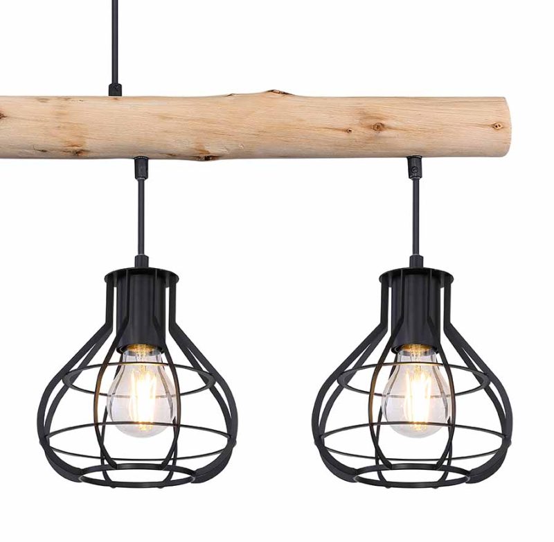 Lámpara colgante rural de metal negro Globo Clastra - Imagen 3